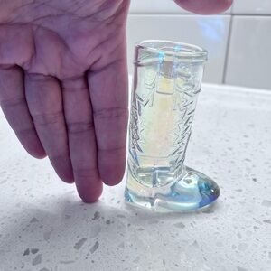 Iridescent Boot-Shaped Glass Shot Glass
